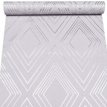Lilac Grey Mix Geometric Wallpaper Silver Metallic Vinyl