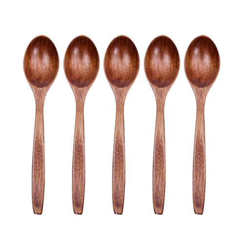 5 Piezas Juego De Cucharas De Madera Natural Para Y