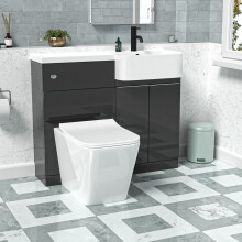 Nes Home 1000mm Right Hand Dark Grey Basin Vanity WC Unit Square BTW Toilet