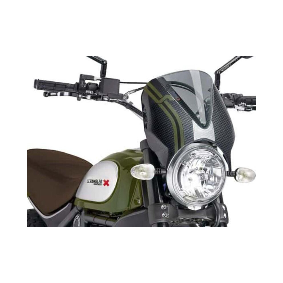 Puig Retrovision Carbon Look Semi Fairing And Screen Smoke For Ducati Scrambler 1100 (18-21) Light 8192000000721