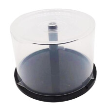 DVD Cake Box 50 Disc Capacity Stackable Organiser, Clear Storage Box With Black Spindle, Empty DVD Holder