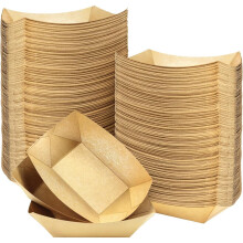 ECONX Large Kraft 25X15cm Paper Food Trays Brown Cardboard Serving Plates Recycled Takeaway Food Boxes Serving Tray Pack 50