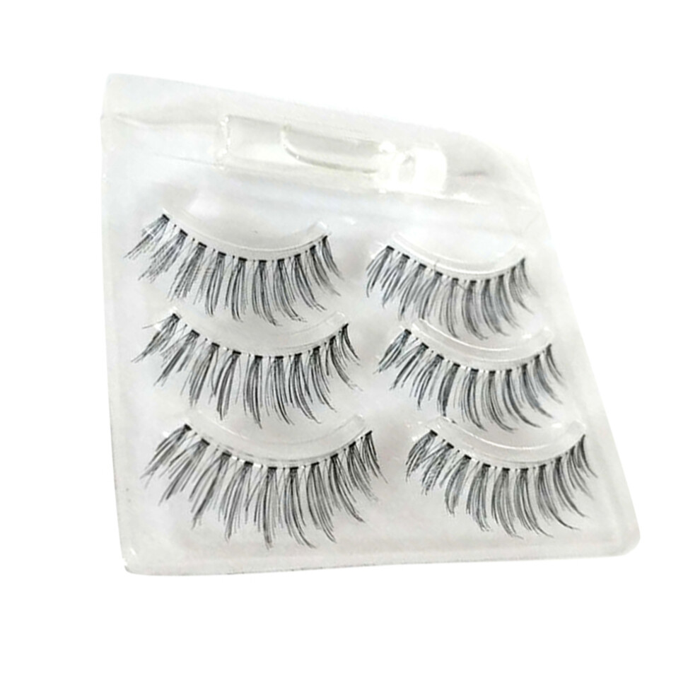 Totority 3 Pair Handmade Natural False Eyelashes With Glue