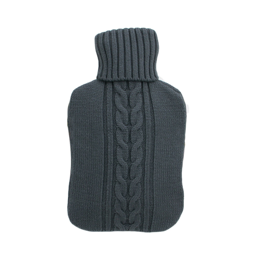 Vaguelly Grey 2Pcs 2L Knitted Hot Water Bottle Cover For Relief And Comfort