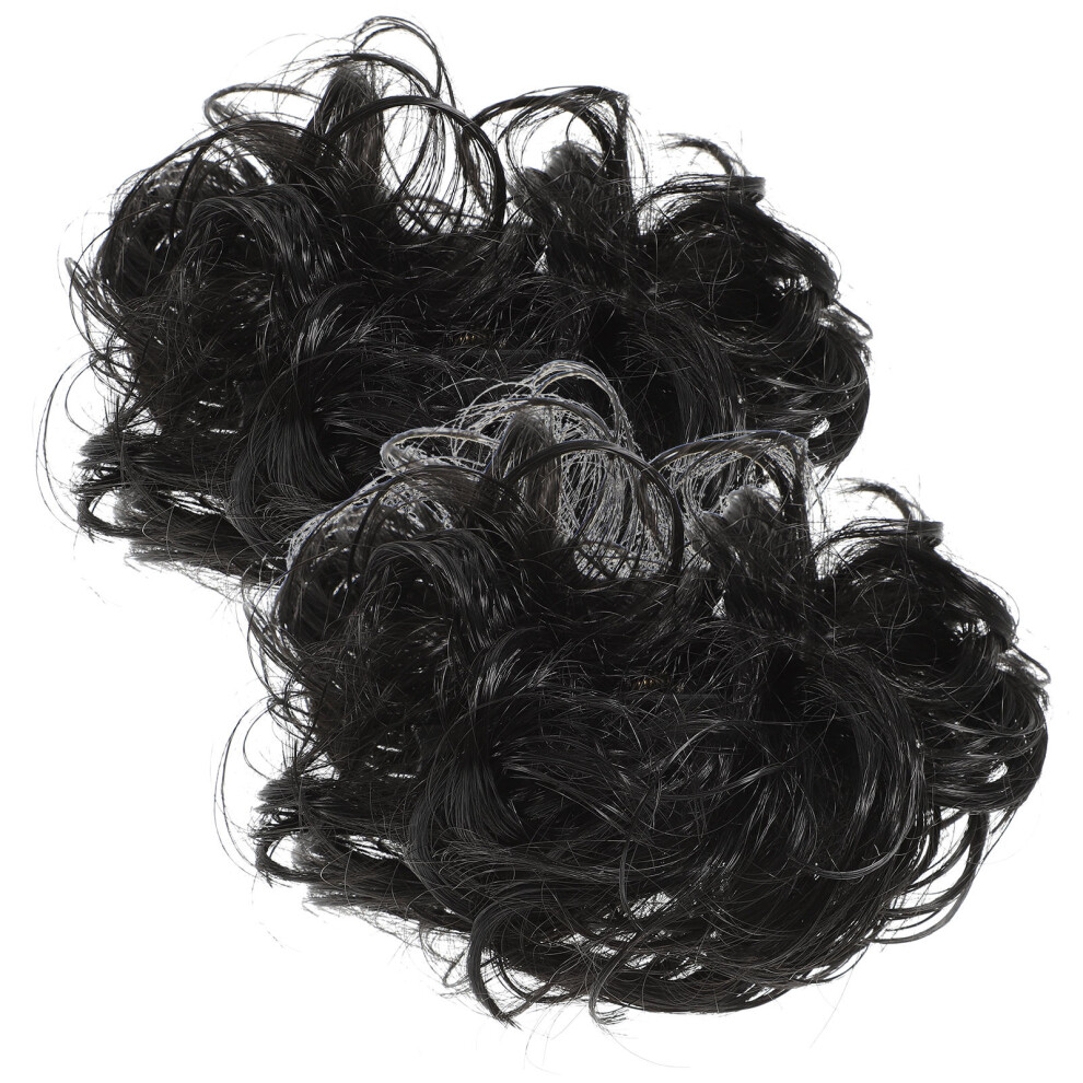 Happyyami Unisex 2Pcs Wavy Curly Hair Claw Clip Messy Bun Extensions