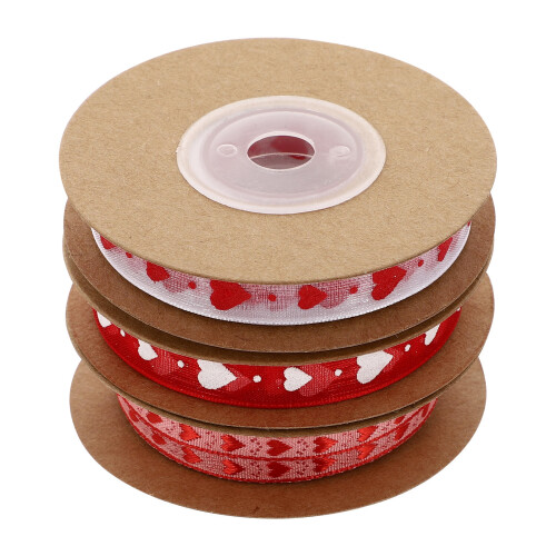 Delicate Polyester Geschenkband Met Hartpatroon Voor Feestdecor