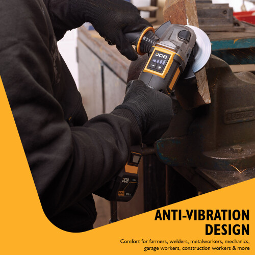 JCB JCB Pro Cordless Angle Grinder 18V 4.5" / 115mm Digital Speed Control Anti Vibration Paddle Switch BARE UNIT 1