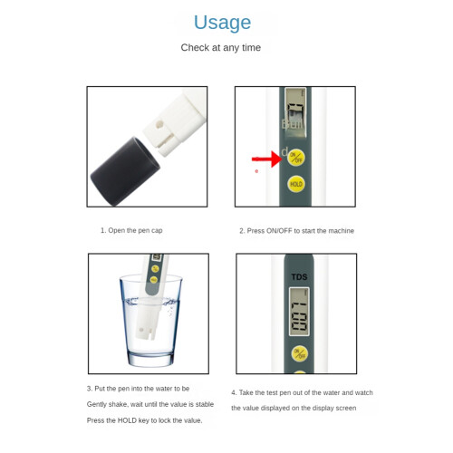 Ψηφιακός μετρητής νερού Tds Meter - Κιτ μέτρησης νερού για πόσιμο νερό στο σπίτι, W 2