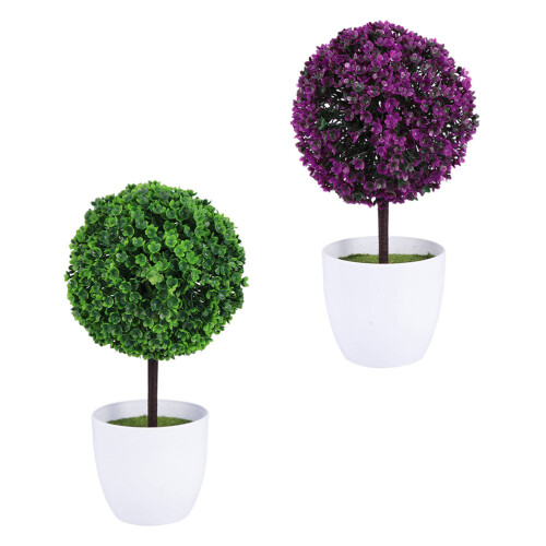 2 Unidades Bola De Planta Artificial En Maceta