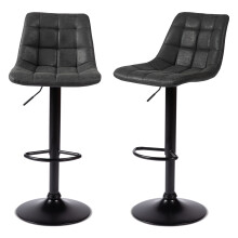 2 Nova Bar Stools Charcoal Grey Faux Leather