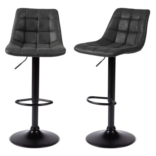 2 Nova Bar Stools Charcoal Grey Faux Leather