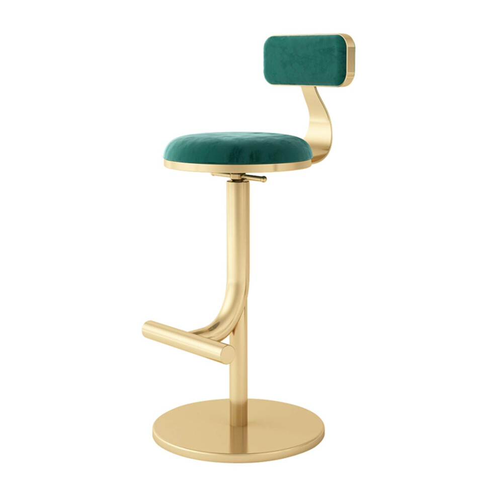 Stools Counter Barstool Swivel Height-Adjustable Chair With Velvet Cushion And Backrest Iron Footrest Green For Kitchen Cafe Barbershop-image-OPC-PMCQGM2-NEW