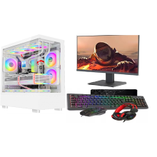 ASC Intel Core i7 Gaming Bundle, GT730 2GB, 16GB RAM, 256GB SSD+1TB HDD, White 9 Fan Glass RGB Gaming Case, Win 11, 22 Refurbished Monitor