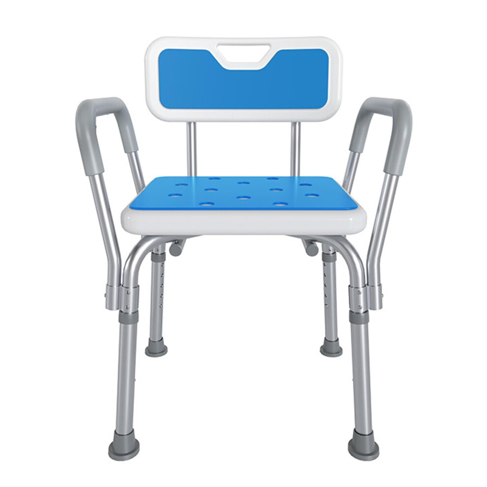 White Shower Chair With Backrest And Armrest Non-Slip Adjustable Height Bath Stool For Elderly And Disabled Safety-Padded