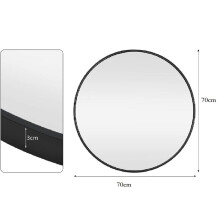 (70cm) GoDyna Round Mirror 40cm/50cm/60cm/70cm Metal Framed Circle Mirror Home Decorative Black Wall Mounted Vanity Mirror for Living Room Bedroom