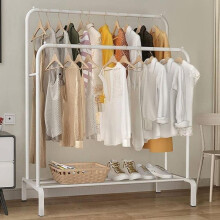 (White) GoDyna Clothes Rail Heavy Duty Clothes Rack Metal Double Poles Clothing Garment Rack Hanger 144x110x55cm Freestanding Coat Rack with Bottom