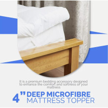 (Double) Luxury 4" Extra Deep Microfibre  Mattress Topper – Hypoallergenic & Breathable for Ultimate Comfort