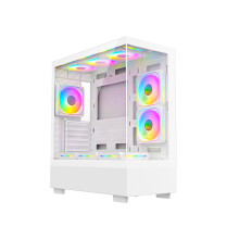 Gaming PC Tower: i7, 8GB RAM, GT1030 2GB, 256GB SSD + 1TB HDD, White 9 Fan Glass RGB Case, Windows 11