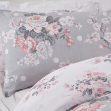 (Silver Grey, King) OHS English Rose Duvet Cover with Pillow Case Bedding Set, Grey Duck Egg