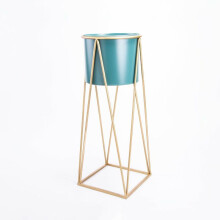 (Turquoise, Large) Metal Planter Stand, Plant Pot Flower Pot for Indoor Balcony Planter