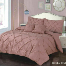 (Dusky Pink, Super King) Pintuck Pleated Alford Egyptian Cotton Mix DUVET COVER SET BEDDING SETS Single DOUBLE KING SUPER KING