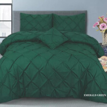 (Emerald Green, Super King) Pintuck Pleated Alford Egyptian Cotton Mix DUVET COVER SET BEDDING SETS Single DOUBLE KING SUPER KING