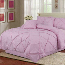 (Pink, 2 X Filled Cushion with Covers) Pintuck Pleated Alford Egyptian Cotton Mix DUVET COVER SET BEDDING SETS Single DOUBLE KING SUPER KING