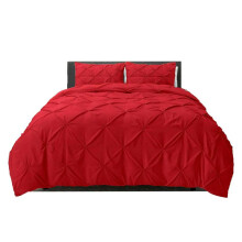(Red, Double) Pintuck Pleated Alford Egyptian Cotton Mix DUVET COVER SET BEDDING SETS Single DOUBLE KING SUPER KING