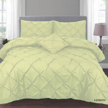 (Lemon, King) Pintuck Pleated Alford Egyptian Cotton Mix DUVET COVER SET BEDDING SETS Single DOUBLE KING SUPER KING