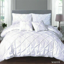 (White, King) Pintuck Pleated Alford Egyptian Cotton Mix DUVET COVER SET BEDDING SETS Single DOUBLE KING SUPER KING