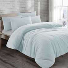 (Duck Egg, Super king) Teddy Fleece Bedding Set Cosy Duvet Cover With matching Pillowcase in Single,Double,King and Super King Sizes bed