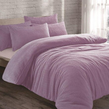 (Lilac, King) Teddy Fleece Bedding Set Cosy Duvet Cover With matching Pillowcase in Single,Double,King and Super King Sizes bed