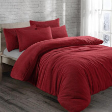 (Red, King) Teddy Fleece Bedding Set Cosy Duvet Cover With matching Pillowcase in Single,Double,King and Super King Sizes bed