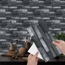 (Black And Gray, 24pcs/set) 3D Brick Pattern Wallpaper Sticker, 24pcs/set Creative Modern Tile Wall Sticker, Self Adhesive DIY Waterproof Wall Sticker
