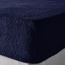 (Navy Blue, Small Double) Super Soft Teddy Bear Fur Sherpa Cuddly Fleece Fitted Sheet Bedding Bed Linen