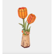 Beautiful Build It Yourself Wooden Orange Tulip Pot Model Building Kit