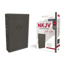 NKJV Thinline Bible Youth Edition Leathersoft Gray Red Letter Comfort