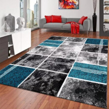 (Teal Box Rug, 120 x 170 cm (4 ft x 5 ft 6 in)) Extra Large Area Rug Non Slip Shaggy Rugs Living Room Bedroom Carpet Floor Mat