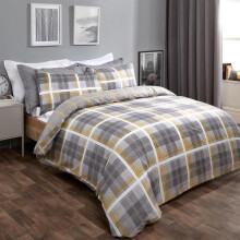 (Double) OHS Denim Check Duvet Cover with Pillowcase Tartan Bedding Set Blue White