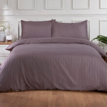 (Mauve, King) OHS Satin Stripe Quilt Duvet Cover with Pillowcase Set Single Double King