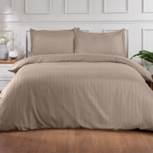 (Mink, Double) OHS Satin Stripe Quilt Duvet Cover with Pillowcase Set Single Double King