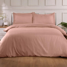 (Pink, Superking) OHS Satin Stripe Quilt Duvet Cover with Pillowcase Set Single Double King