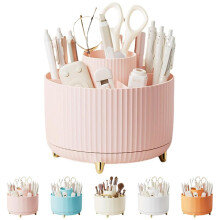 (Black, 1) Rotating Desk Organizer, Large Capacity Pen Holder, Makeup Brush Storage Box, Desk Organizer for Home Office, Office Stationery & Supplies,