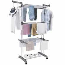 (Grey) 4 Tier Extra Large Clothes Airer Indoor Foldable Outdoor Laundry Dryer Rack Line
