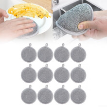 Silver Grey Wire Dishwashing Cloths For Kitchen Utensils Cleaning 12 Pack