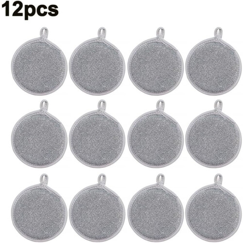 Silver Grey Wire Dishwashing Cloths For Kitchen Utensils Cleaning 12 Pack 2