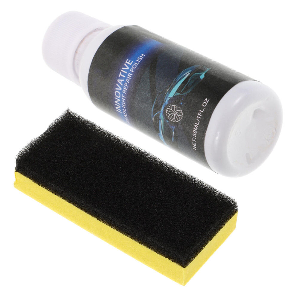 Car Headlight Polish Kit With Sponge And Repair Fluid For Lens Renewal 3013821135384
