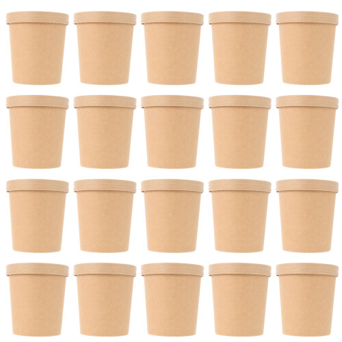 20Pcs Kraft Paper For Takeaway And Soup Serving