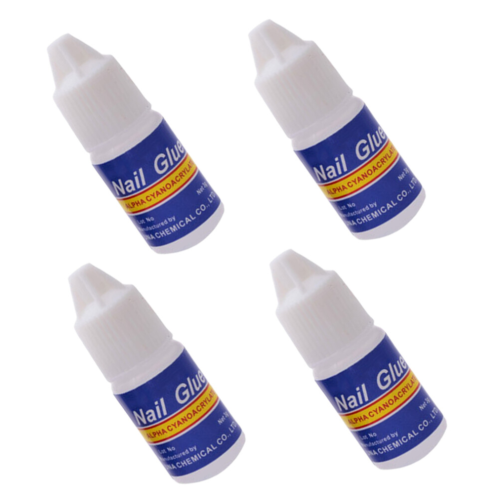 Totority 4Pcs 3G Acrylic Nail Art Glue Bottle Tips For Uv Gel Manicure
