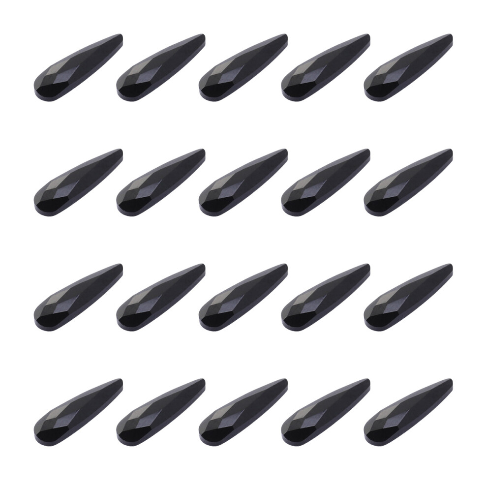 Aboofan Black 20Pcs Nail Art Crystal Flat Backs Rhinestones 3D Diy Water Drop